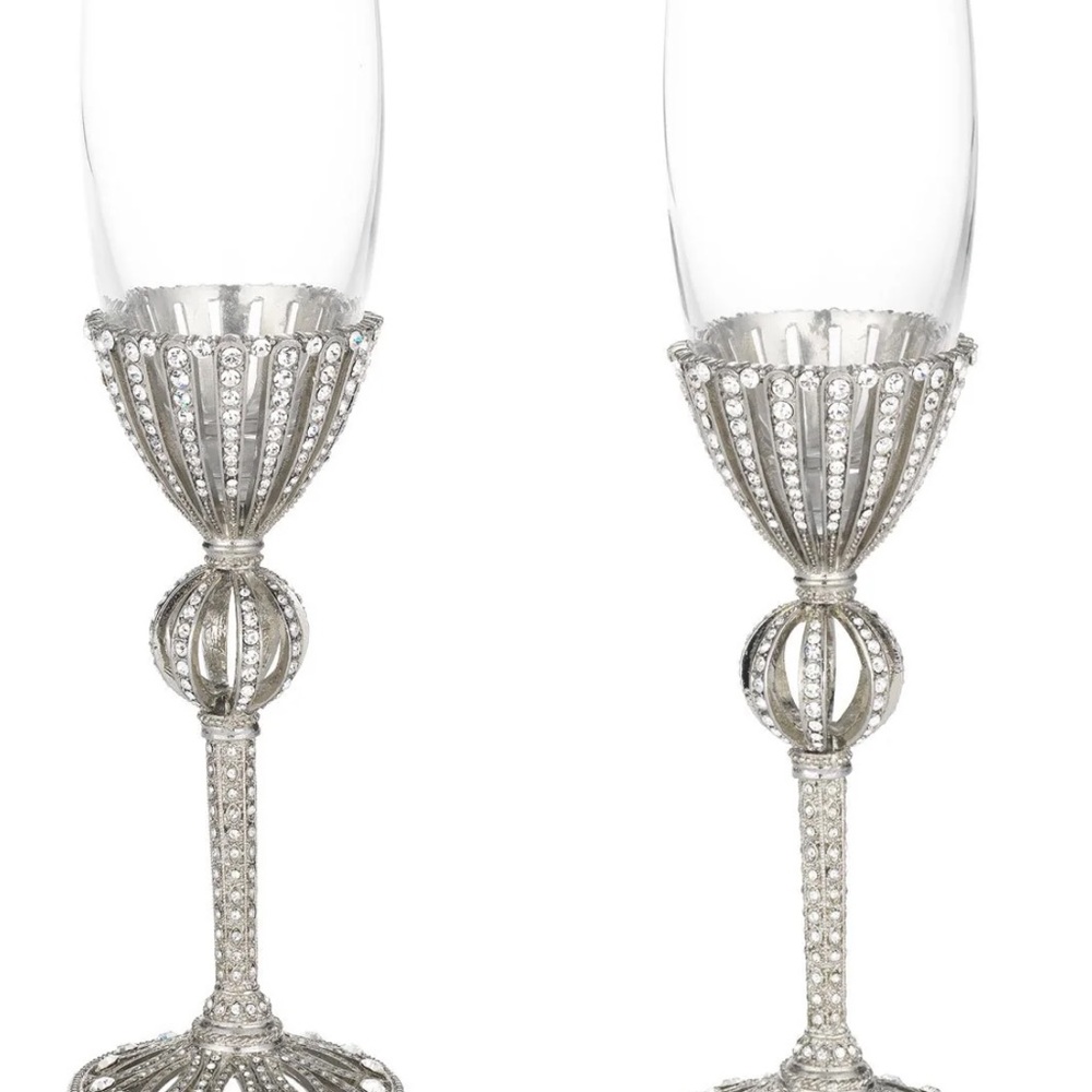 Luxurious Silver Champagne Flutes
